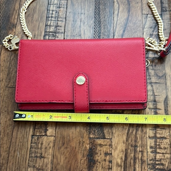 Michael Kors Red Crossbody Wallet Bag Gold Tone Michael Kors Chain jet set - Picture 13 of 16